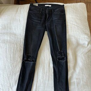 Levi's Ripped/Distressed Black Skinny Jeans